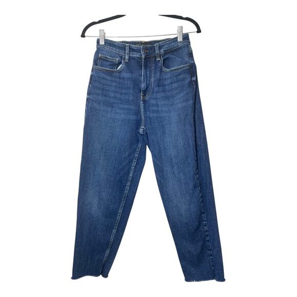 Guess Jeans High-Rise Waisted Jeans Raw Hem Cropped Ankle Size 24 - Picture 1 of 3